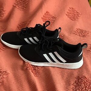 Adidas Black Mesh Sneakers with White Stripes